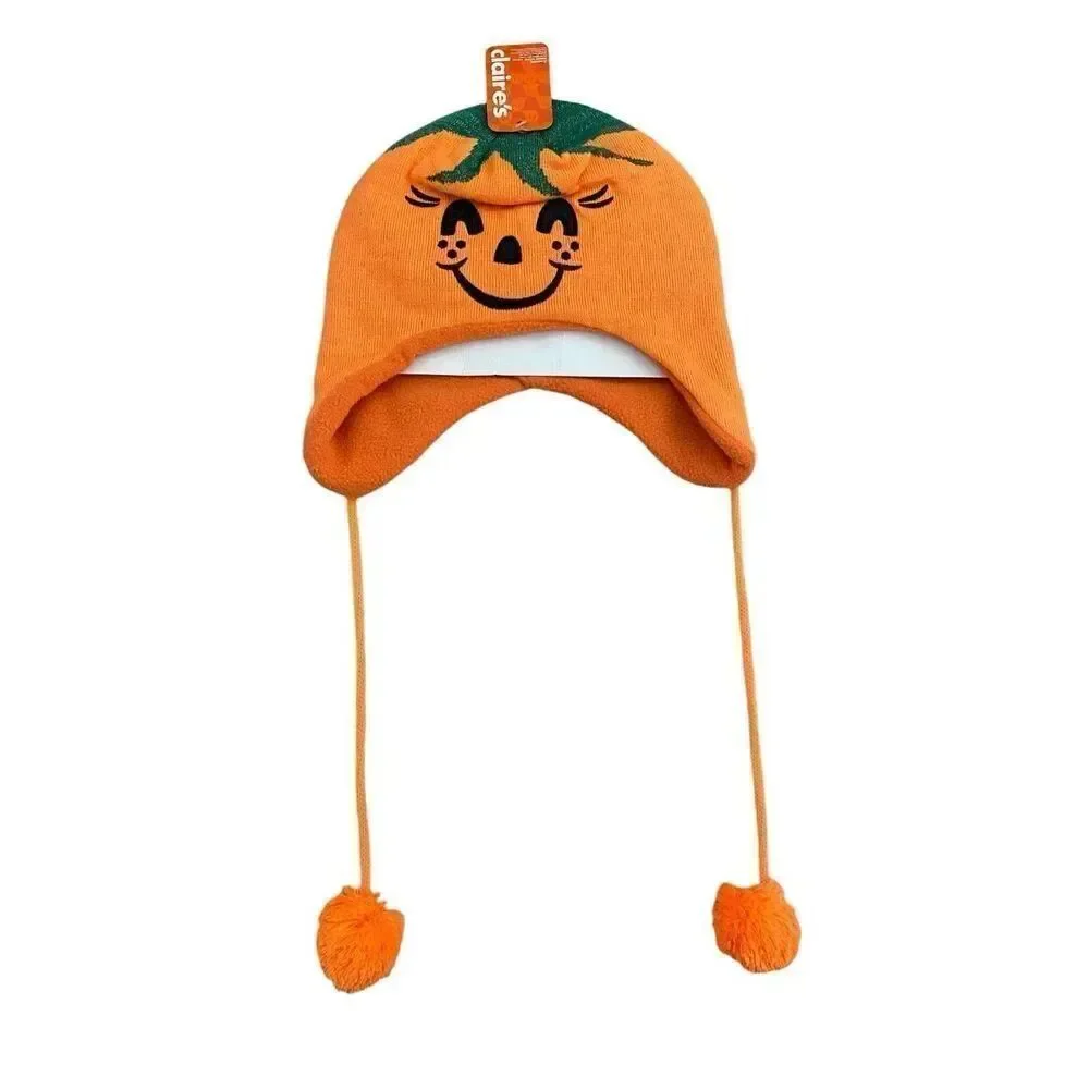 Nwt Claires Jack O Lantern Pumpkin Hat Horror Spooky Halloween Winter Fall Autum